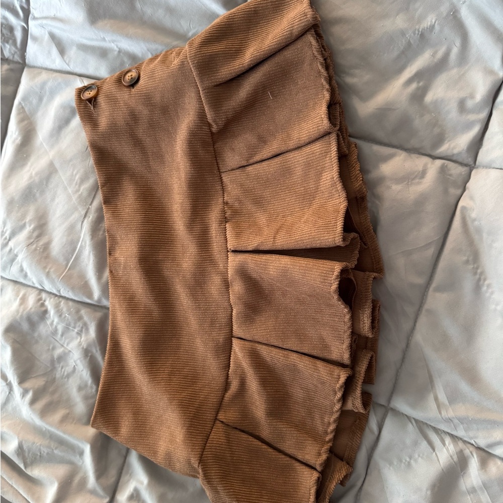 Brown Pleated Women's Mini Skort